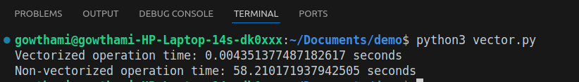 Vectorized & Non-vectorized operating times